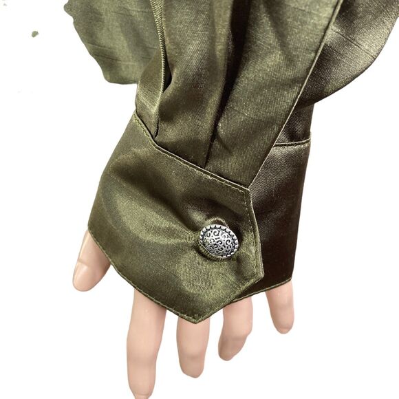 vintage aurora designs shirt womens large Olive Satin button Front - Picture 11 of 12